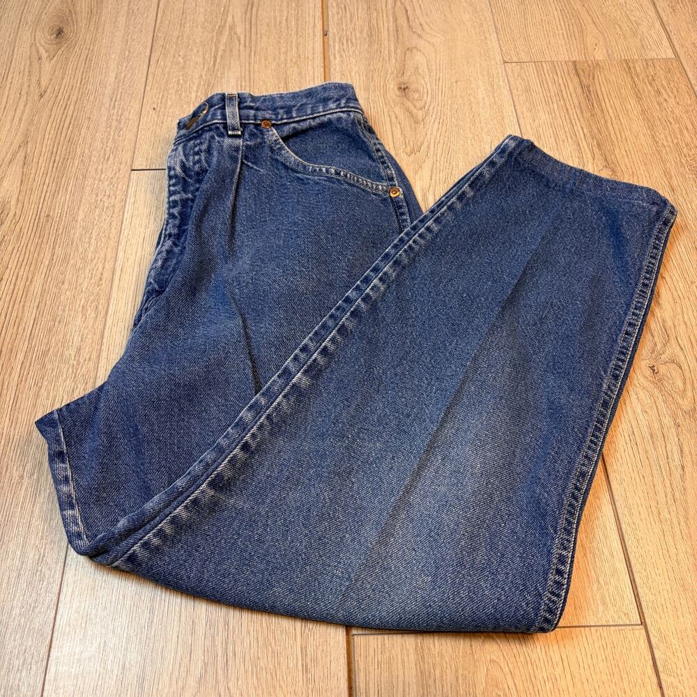 Vintage USA Lee Women's High Rise Pleat Front Denim Jeans Rare Barrel Grunge - Picture 3 of 8